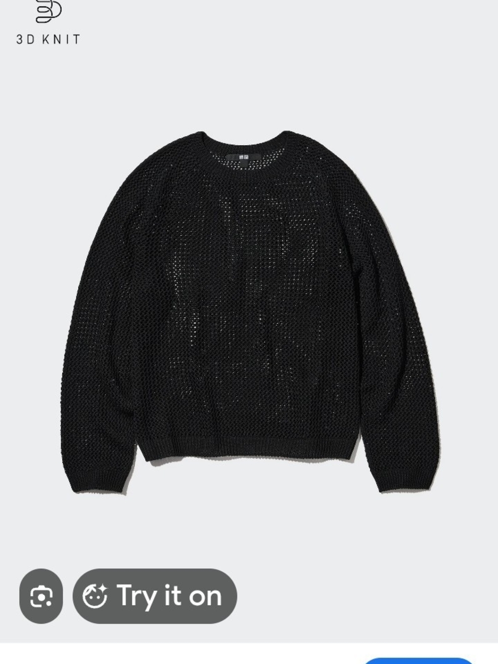 Uniqlo Black 3D Print Open Knit Sweater 3x But Fits Like Extra Large Goth Vibes